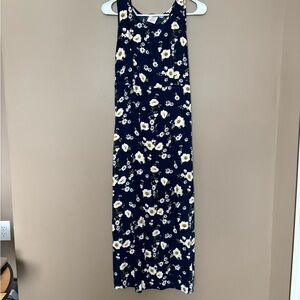 California Concepts Vintage Navy Floral Midi Dress Size 12 Y2K